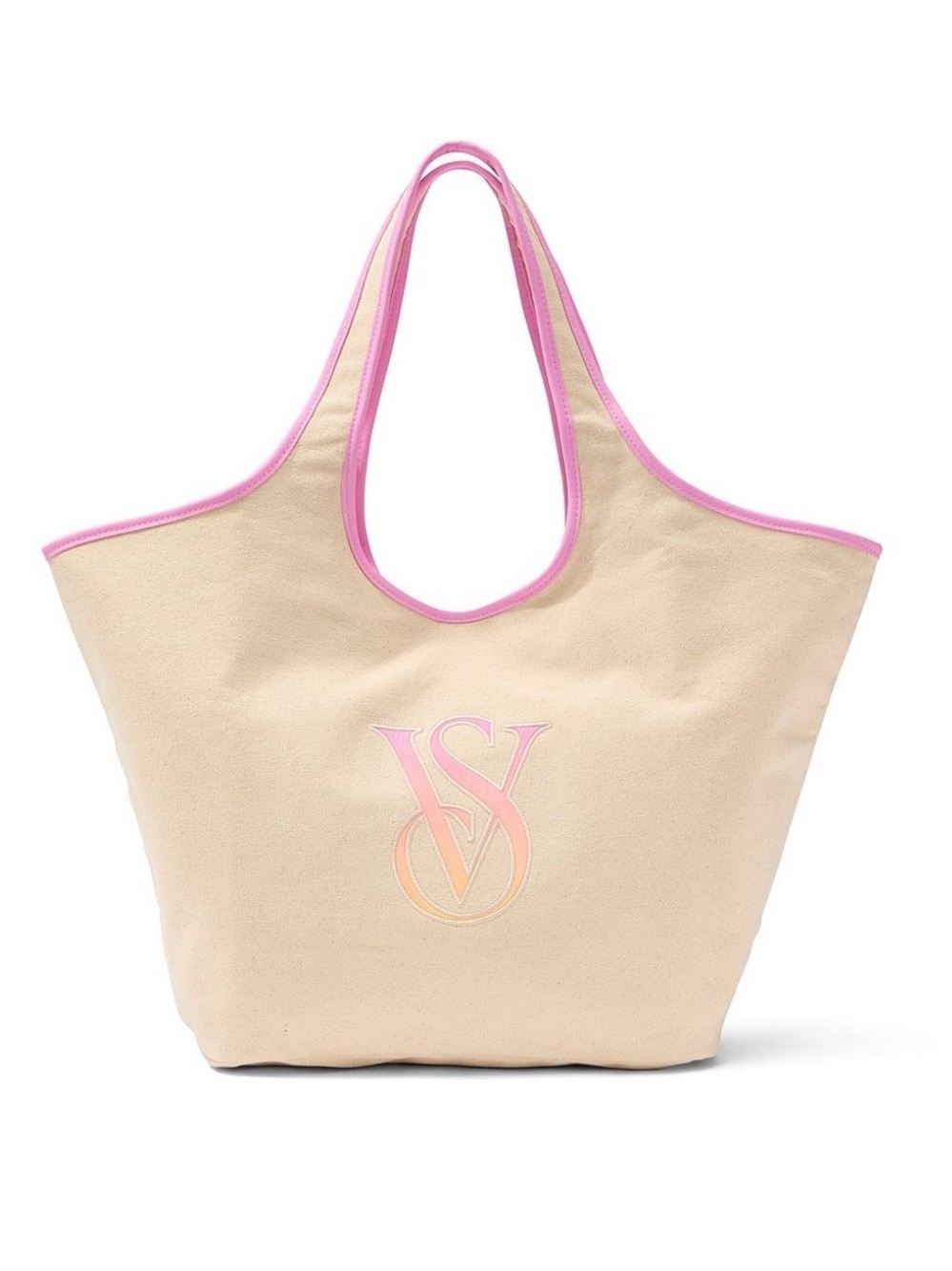 🔥 NEW 🔥 Victoria's Secret Pink-Trim Canvas Tote Bag